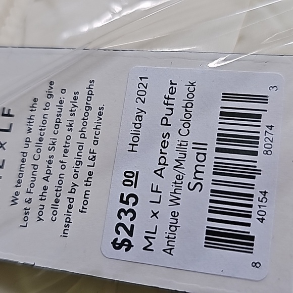 MARINE layer  MLx LF Apres Puffer in Antique White/Multi Colorblock - Picture 7 of 12